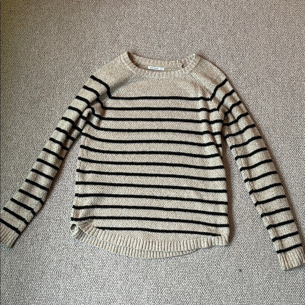 Striped Beige and Black Women's Sweater
